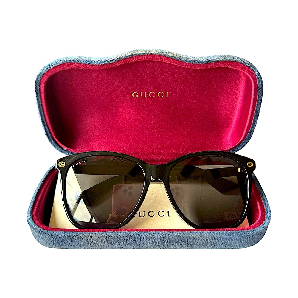 Gucci GG0024S 001 Black Cat Eye Acetate Sunglasses